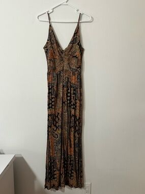 Angie Brown Paisley Spaghetti-Strap Maxi Dress, New NWT, Large